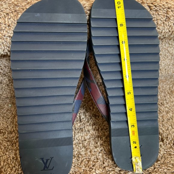 Louis Vuitton Men\'s Navy Molitor Leather Thong Flip Flops